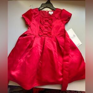 Biscotti Vibrant Red Satin Dress with Bow